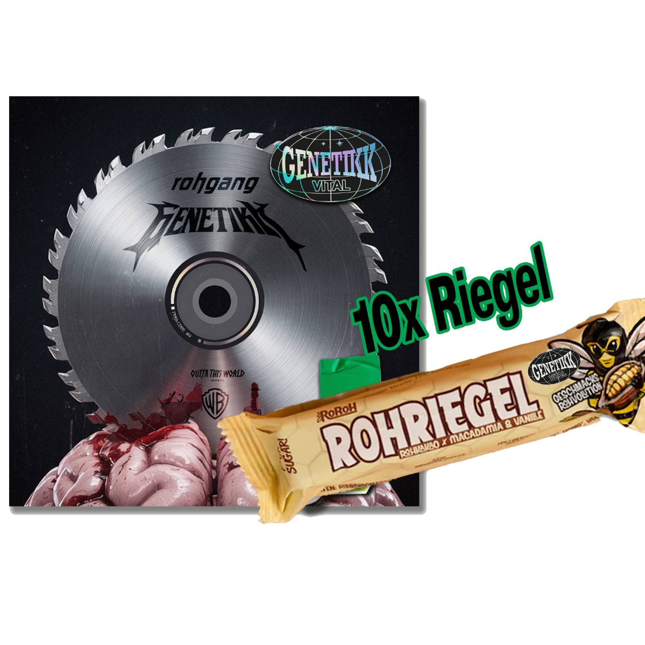 GENETIKK - JUNG BRUTAL GESUND (feat. ROHGANG) - SINGLE CD + 10 x ROROH ROHRIEGEL - Bundle