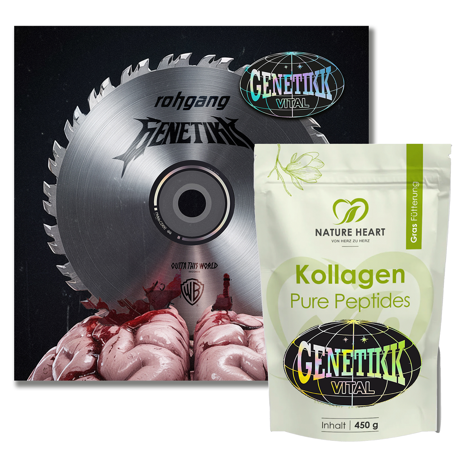 GENETIKK - ROHGANG SINGLE CD + KOLLAGEN PURE PEPTIDES HYDROLYSAT PULVER 450g - Bundle