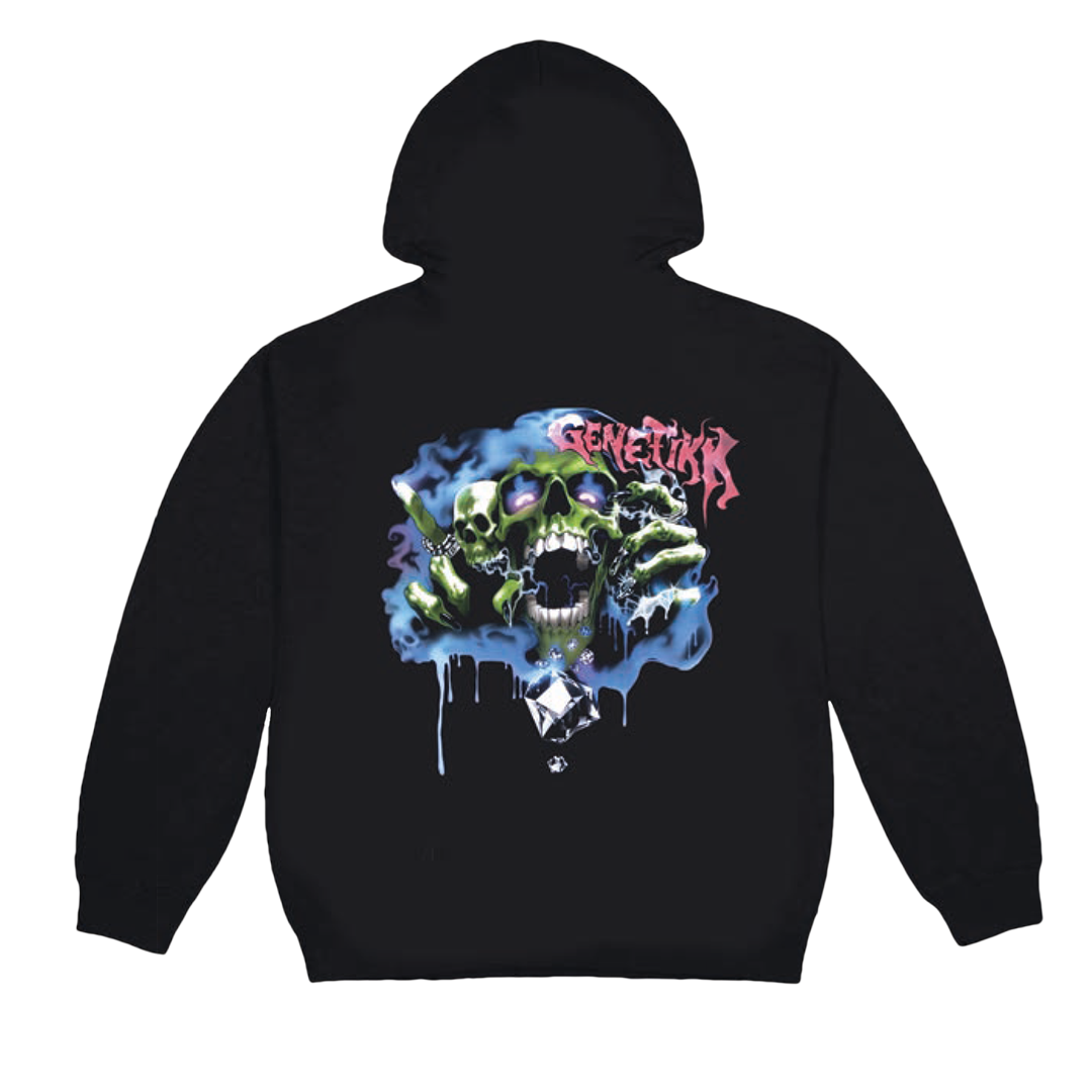 GENETIKK SKULL HOODIE - BLACK