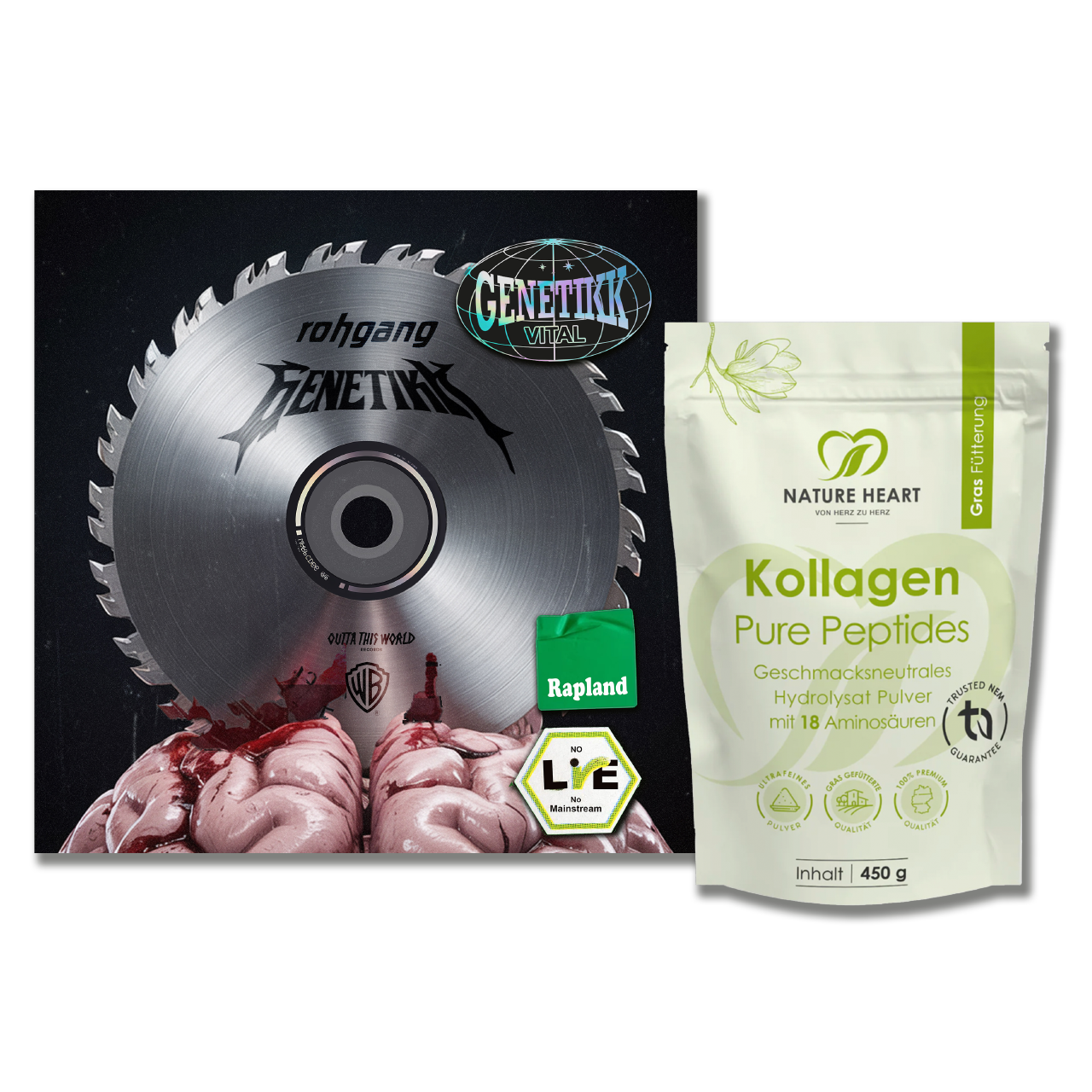 GENETIKK - ROHGANG CD + KOLLAGEN PURE PEPTIDES HYDROLYSAT PULVER 450g - Bundle